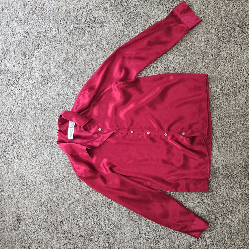Kathie Lee Collection Red Satin Blouse